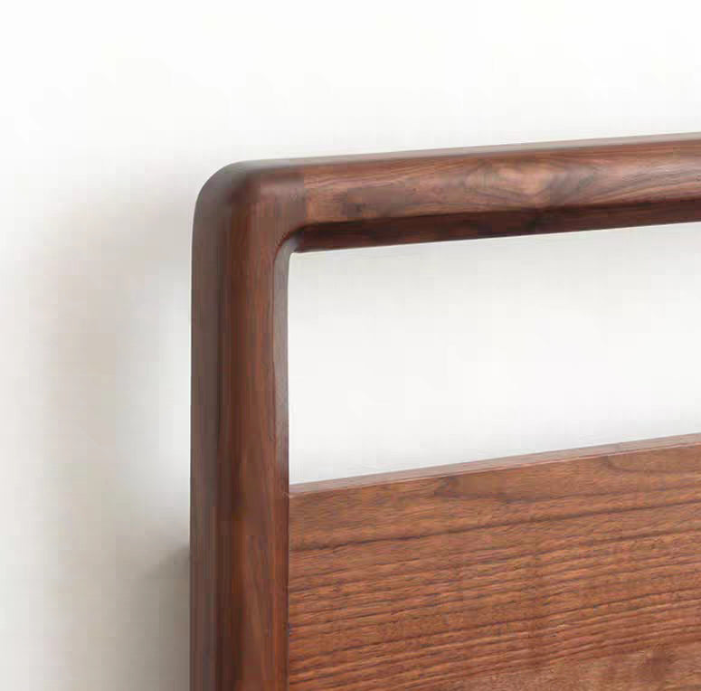 solid wood black walnut wood hydraulic bed, modern walnut wood bed - SlabstudioHongKong