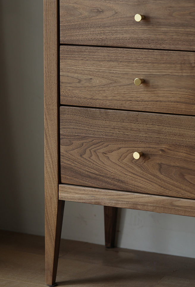 Chic Vintage Walnut Wood Wardrobe with Rattan Door 