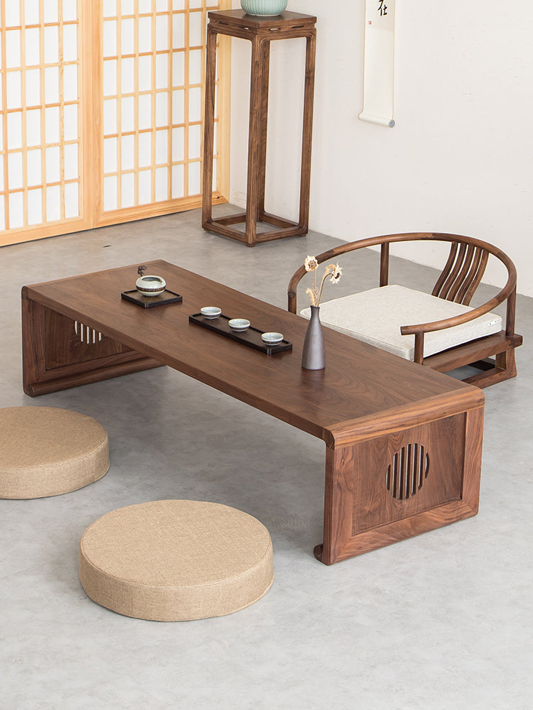 table basse en bois de noyer noir, grande table basse, table basse rectangulaire simple
