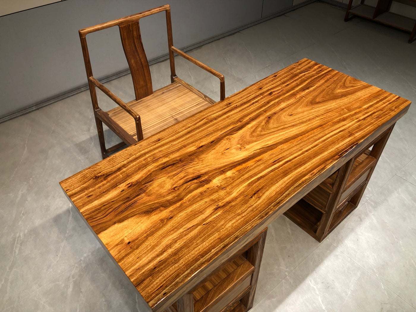 Flat slab, slab table top, dining table, Western Africa wood table