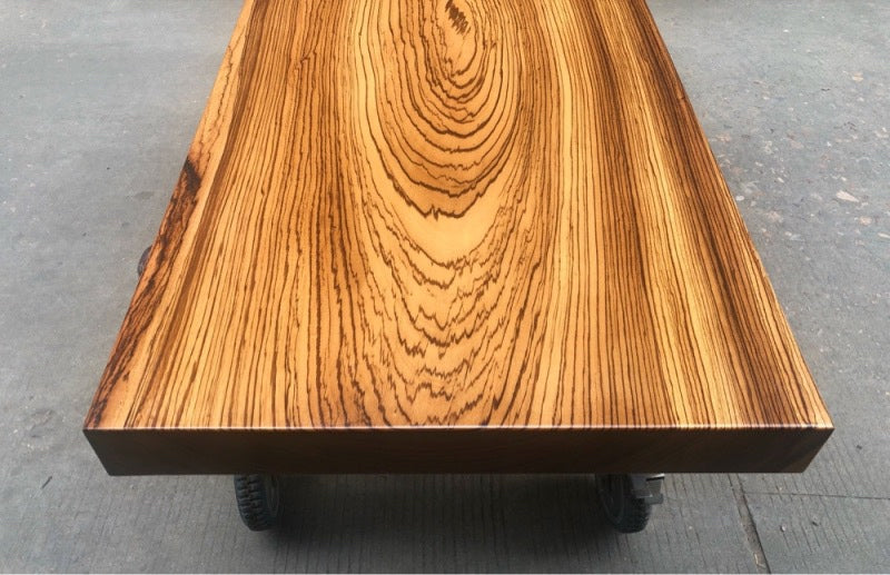 mesa live edge Zingana, <tc>Zingana wood</tc>en mesa de trabajo, mesa de comedor moderna Zingana