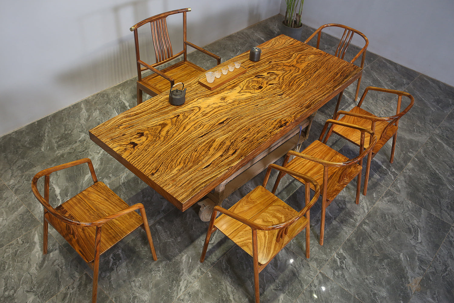 طاولة خشب زينجانا، طاولة بلاطة ذات حافة حية، طاولة طعام بلاطة، طاولة قهوة خشبية