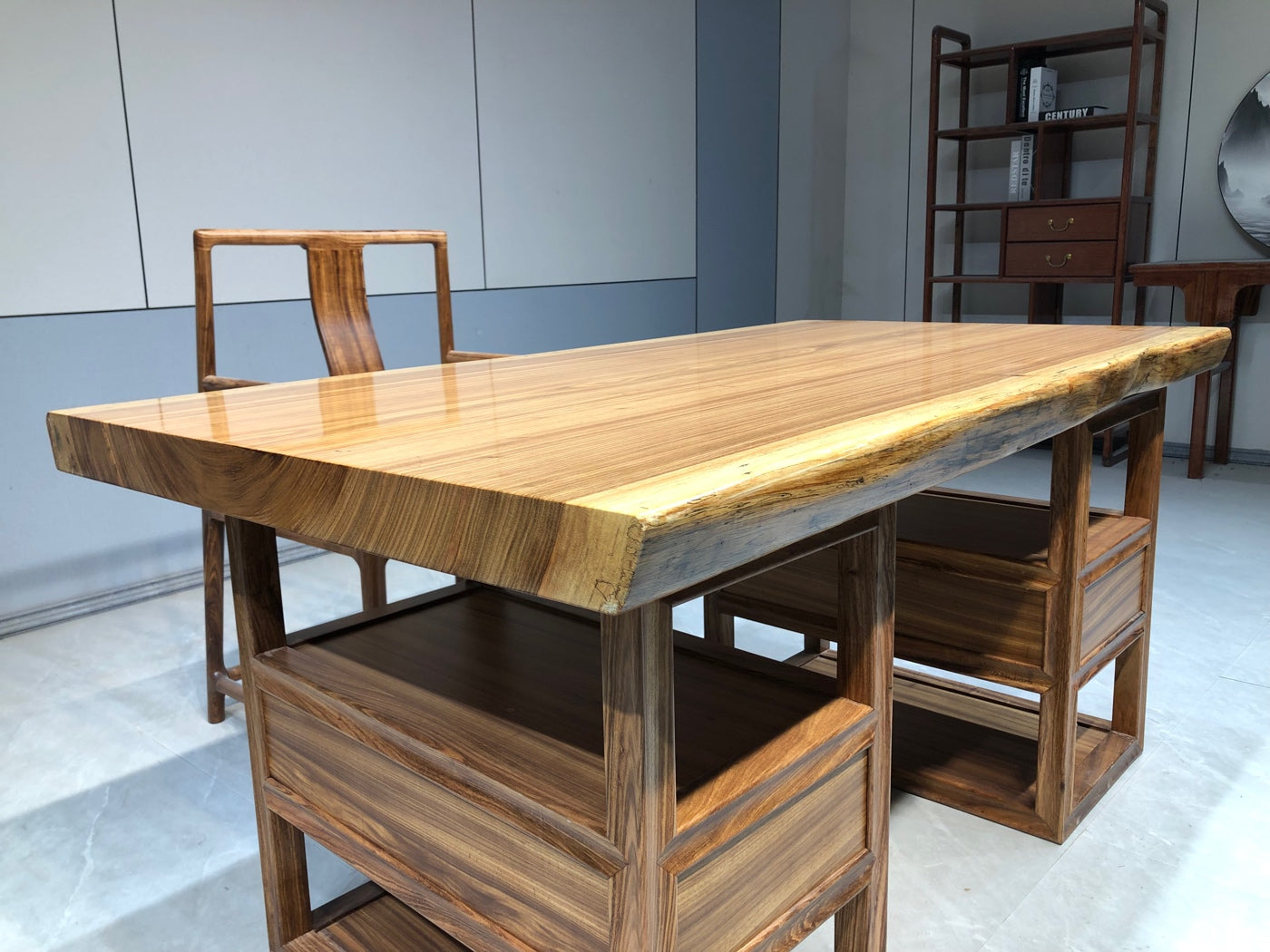console table, oval dining table, wood colour slab, Beli noir wood slab