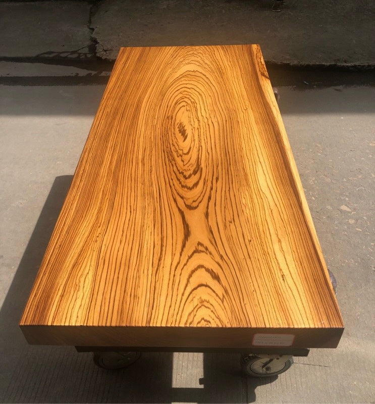 live edge Zingana table, Zingana wooden work table, Zingana modern dining table