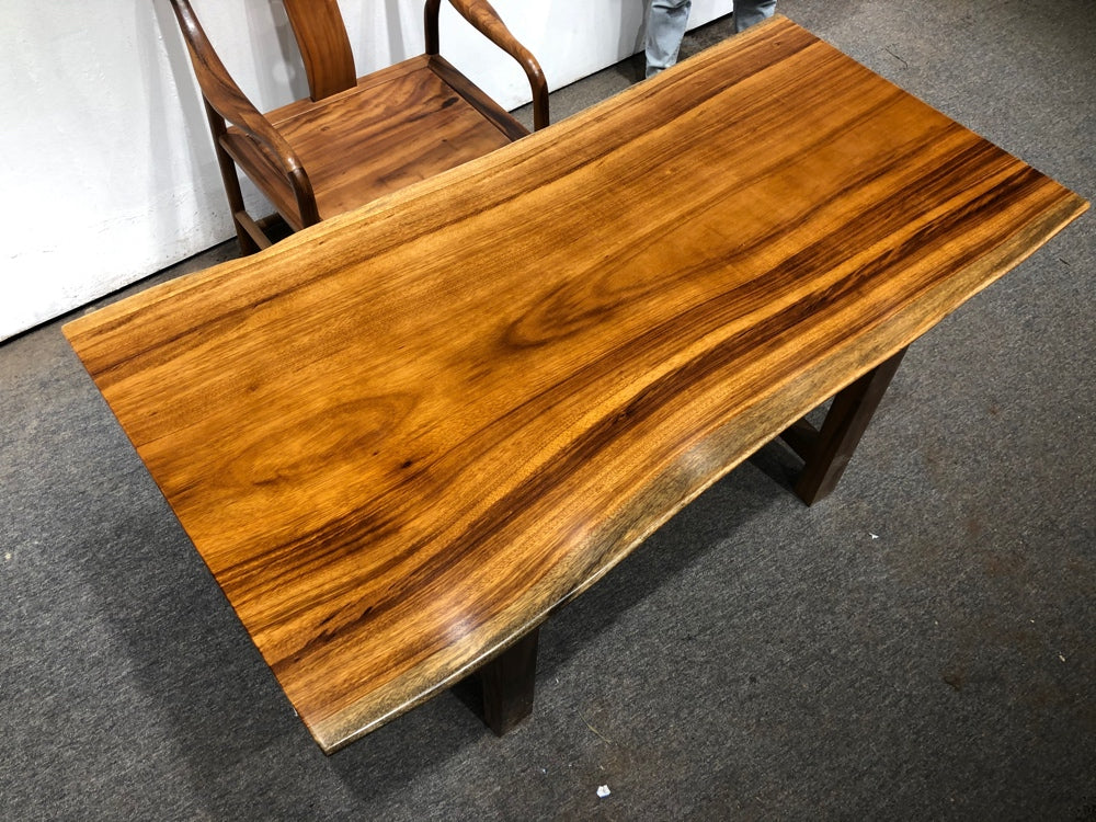 Mesa de laje de borda viva, mesa de laje de borda viva personalizada, mesa de madeira Beli Noir