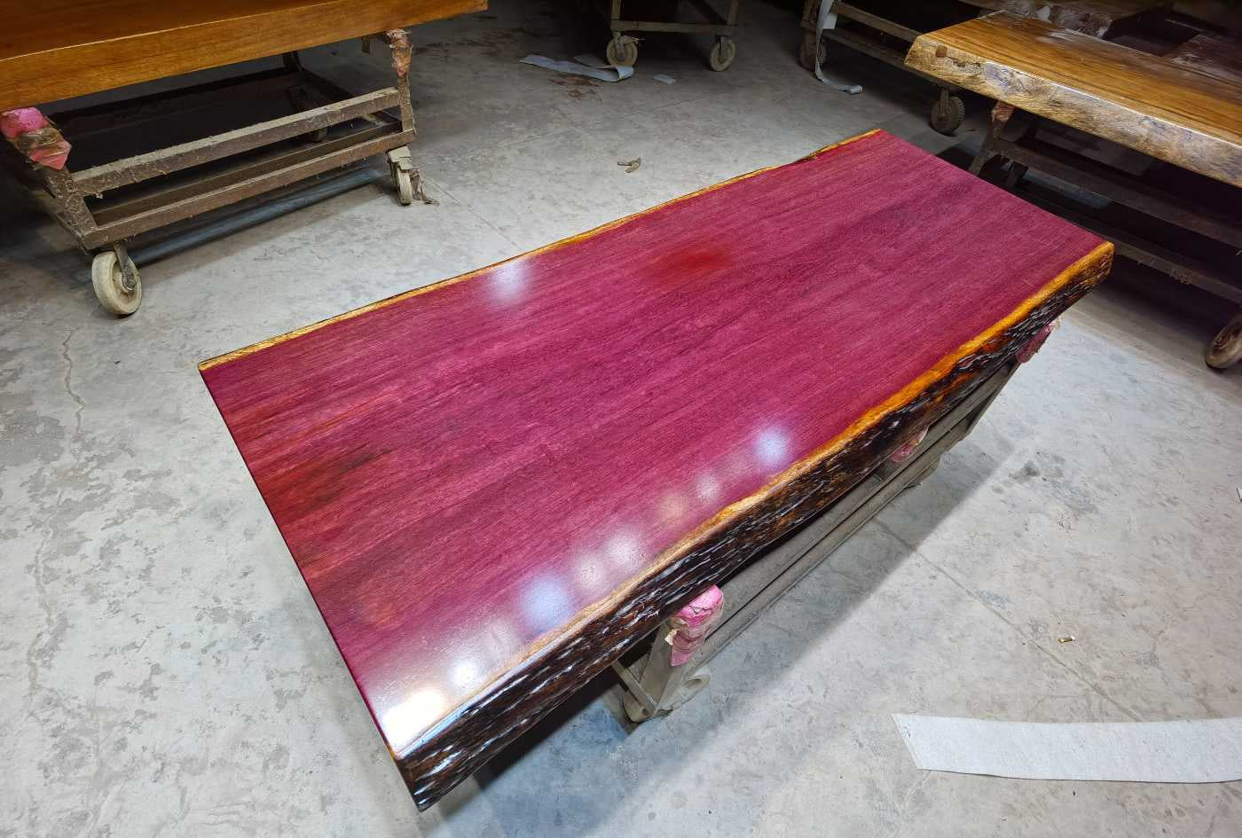 Purpleheart-Holzplatten-Esstisch, Purpleheart-Holzplatten-Tischplatte