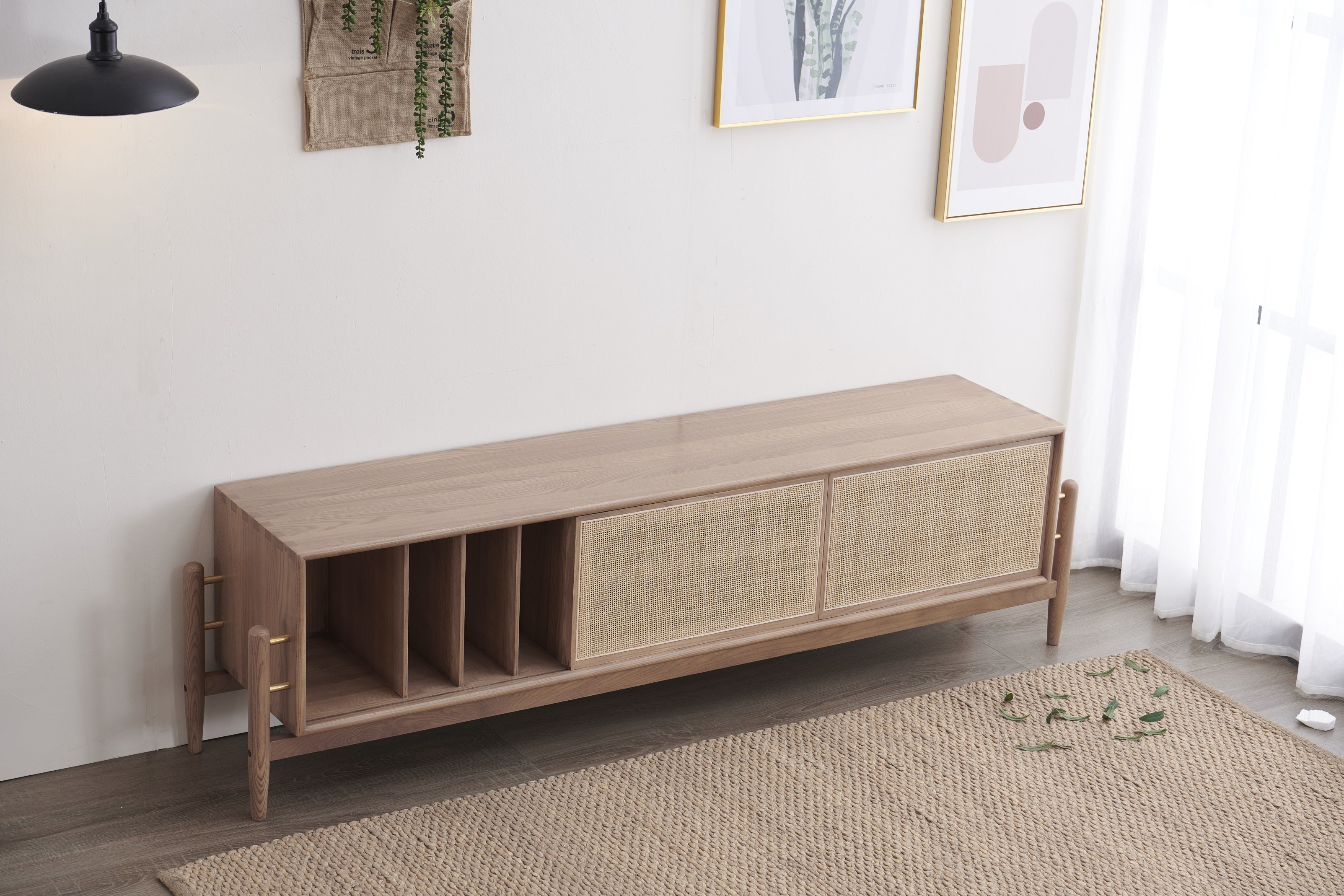 Japanese design rattan Tv stand, High Quality Tv Unit,  Modern Rattan Console Table