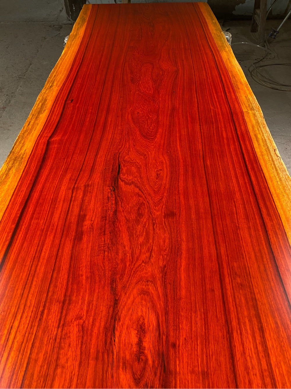 Custom Dining Natural Wooden Desk, Padauk Wooden Slab, African Padauk