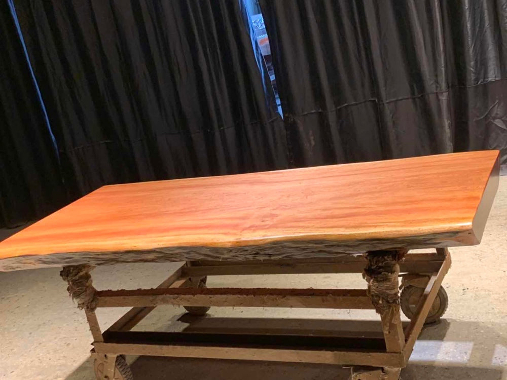 Pink Table Slab , Bintangor Wood Slab Table Construction