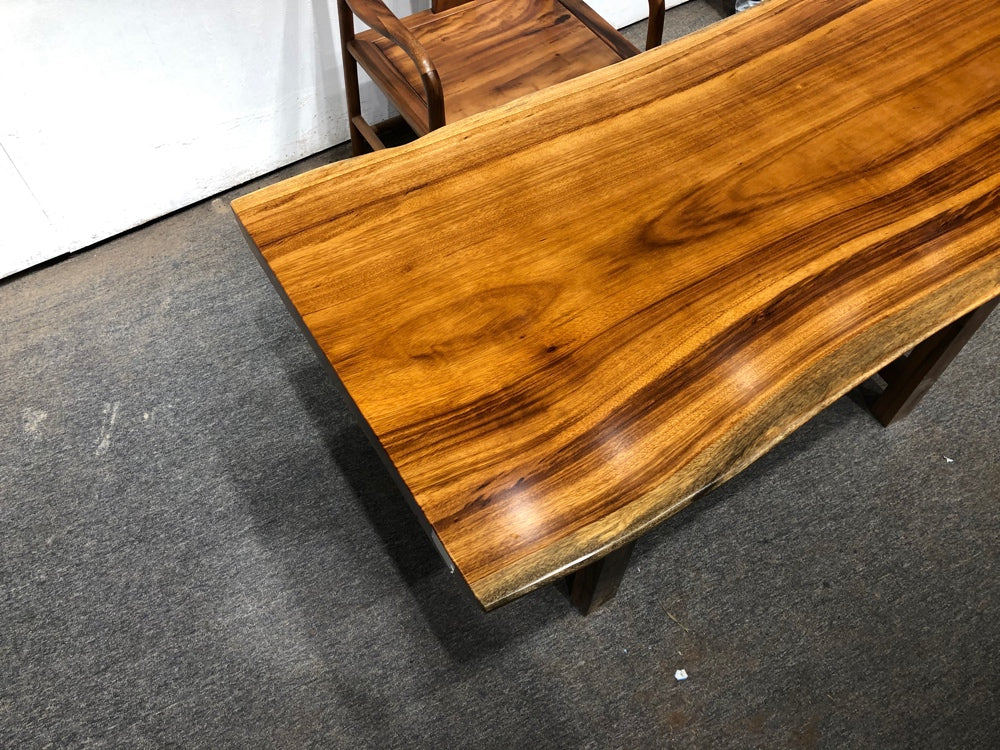 Mesa de laje de borda viva, mesa de laje de borda viva personalizada, mesa de madeira Beli Noir
