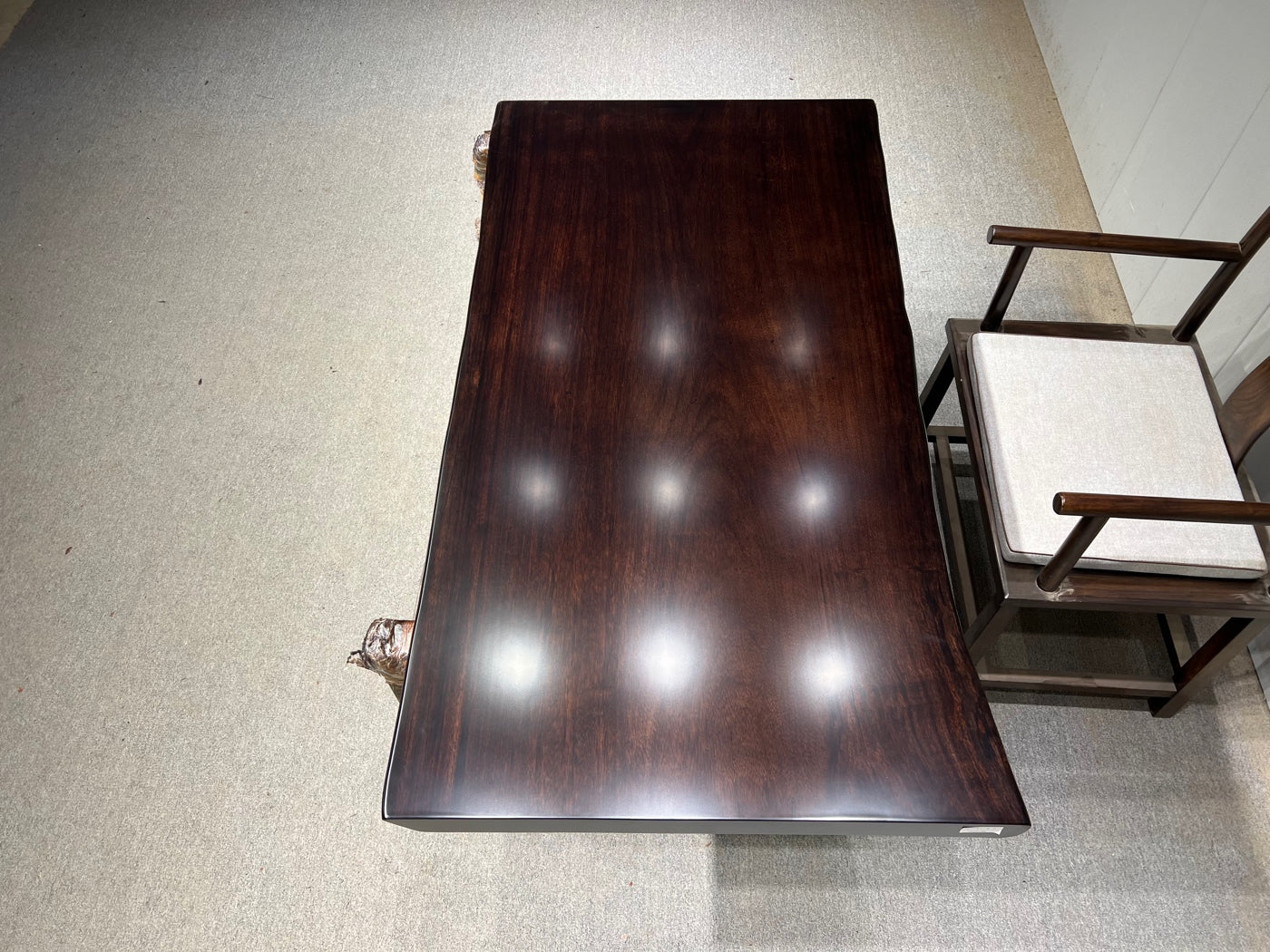 Large Raw Wood Slab Conference Table, Wester Africa wood Table, Natural Live Edge Table