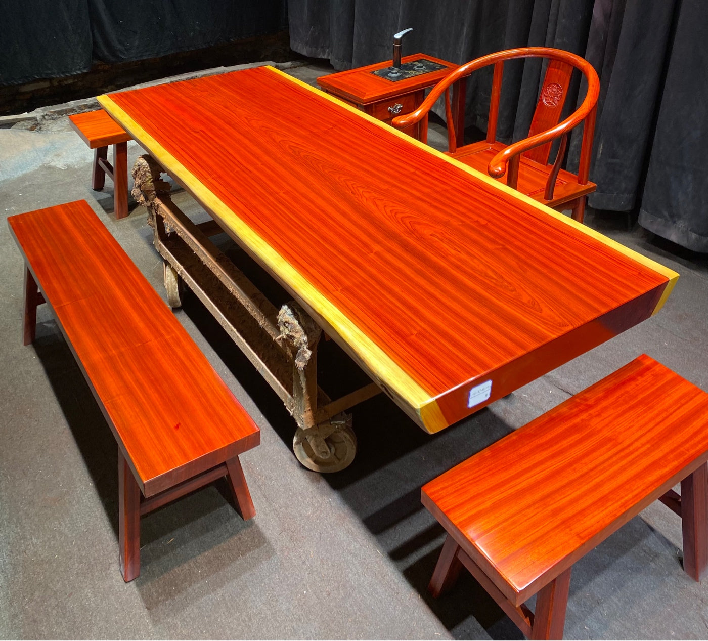 live edge Padauk slab, log wood Table, Live Edge Dining Table