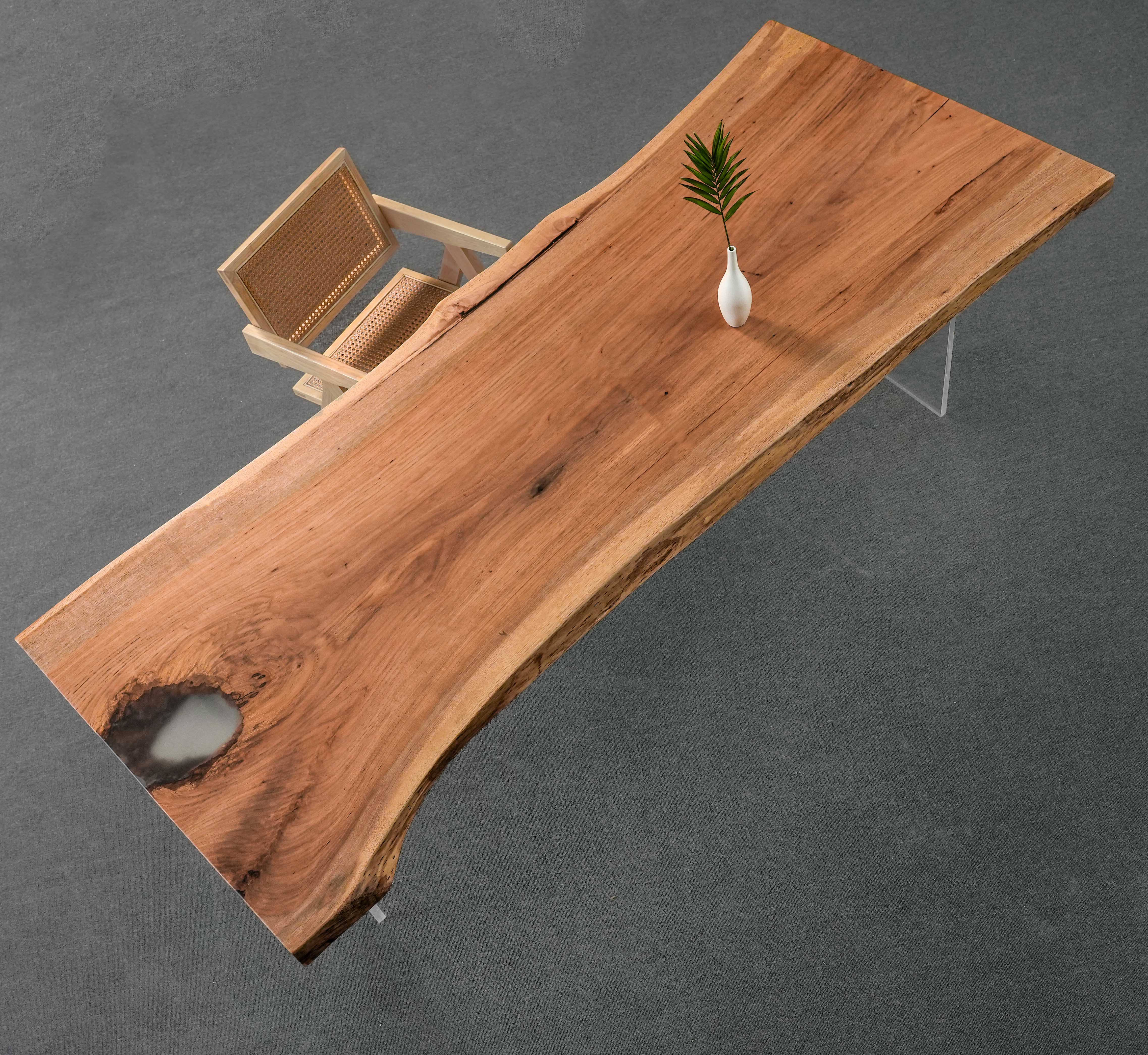Móveis personalizados de borda viva em madeira de cerejeira, mesa de jantar em cerejeira, mesa de cerejeira dos EUA