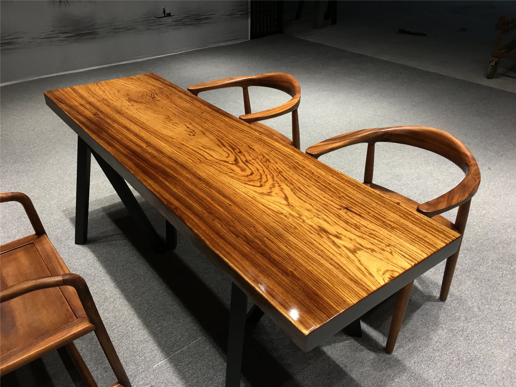 Zingana wood table, Zingana wood dining table, wood slab table top