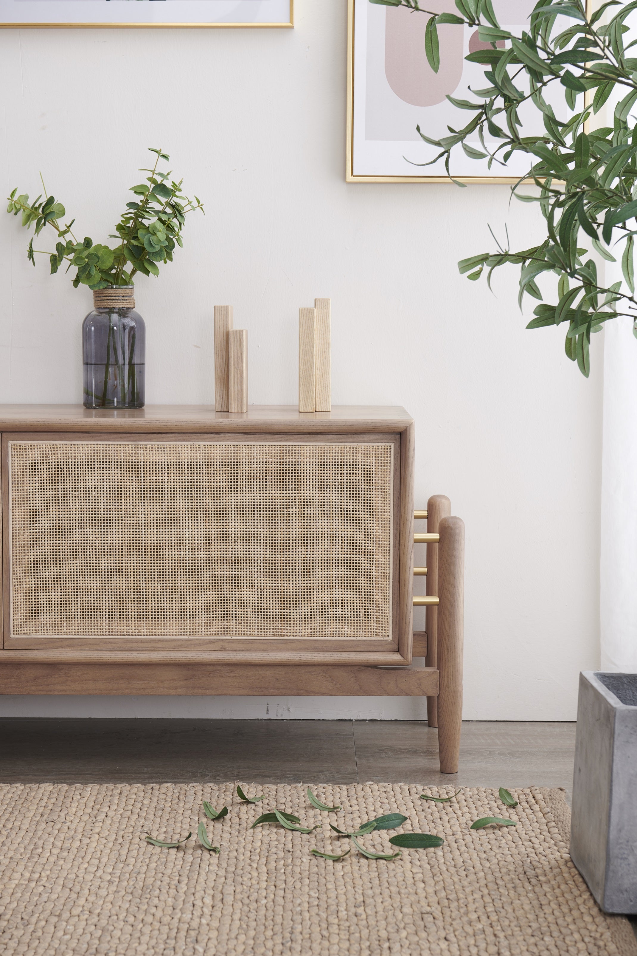 Japanese design rattan Tv stand, High Quality Tv Unit,  Modern Rattan Console Table