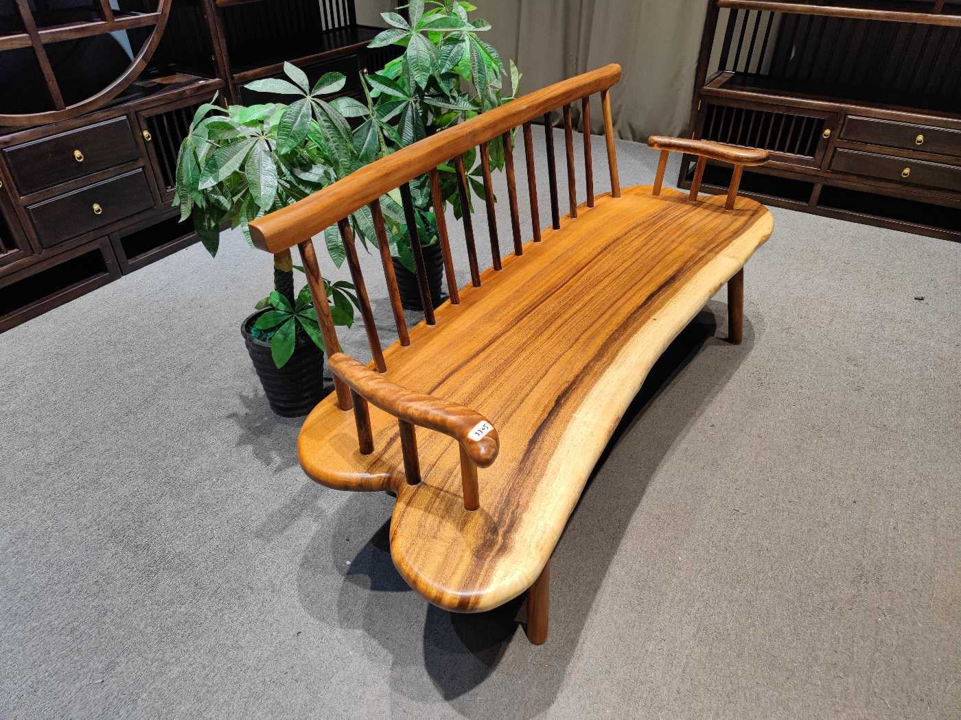 Silla de banco de madera gruesa para exteriores, silla de playa de madera de nogal, silla