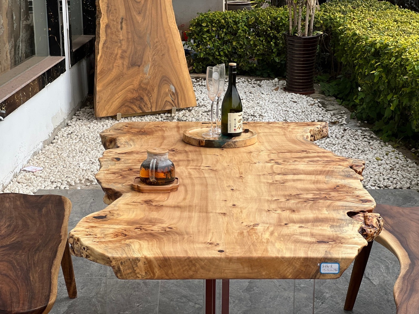 Laje de madeira personalizada, mesa de jantar de choupo, mesa de jantar, mesa de jantar Live Edge