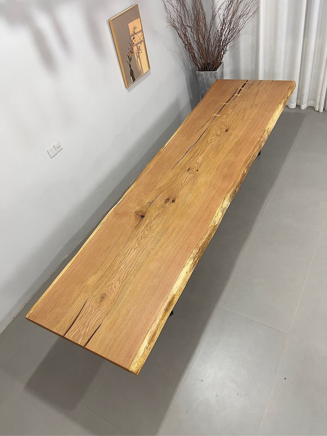 Mesa personalizada, mesa de comedor de borde vivo, mesa de comedor de madera maciza de roble