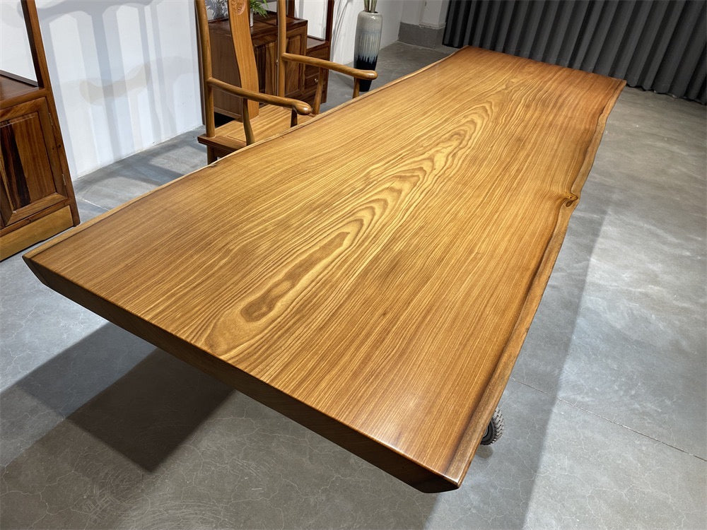 Losa de madera de teca de África, mesa Live Edge hecha a medida, mesa de teca, losa de teca
