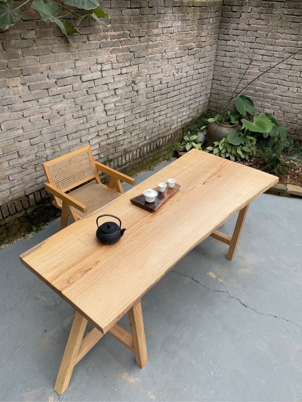 طاولة قهوة بألواح خشبية وطاولة بألواح خشبية وطاولة طعام Live Edge
