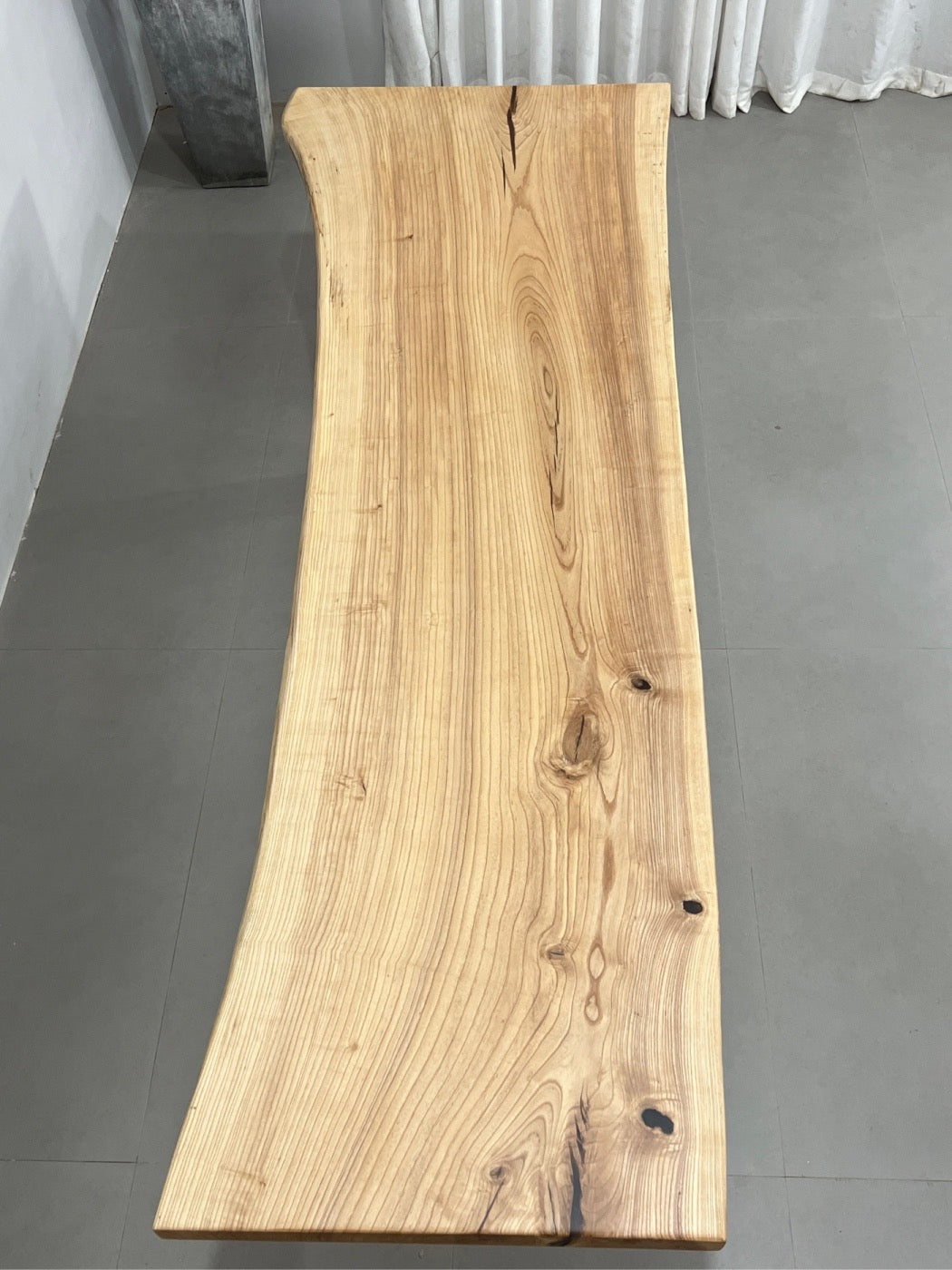 white slab, light color slab, light colour slab, ash wood slab, ash wood table