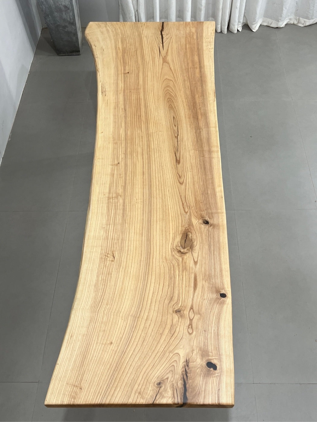 white slab, light color slab, light colour slab, ash wood slab, ash wood table