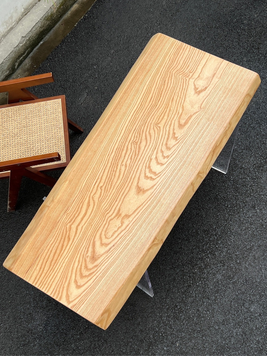 wood slab dining table, reclaimed wood slab dining table,  Ash wood slab coffee table