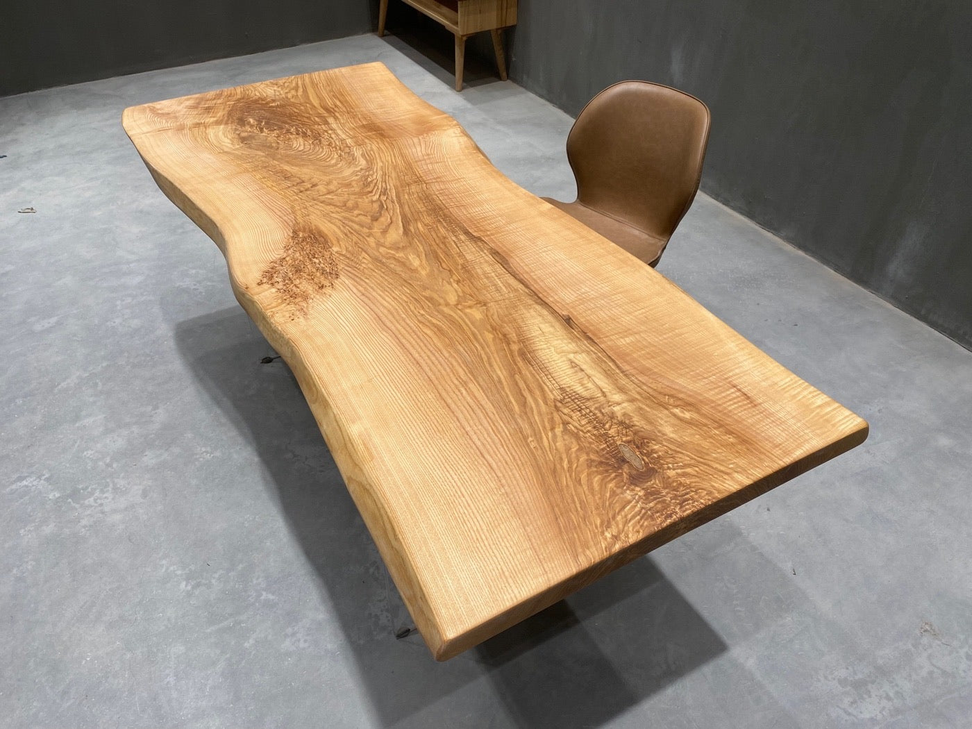 Mesa de jantar em laje de madeira de freixo, mesa de centro de madeira da América do Norte
