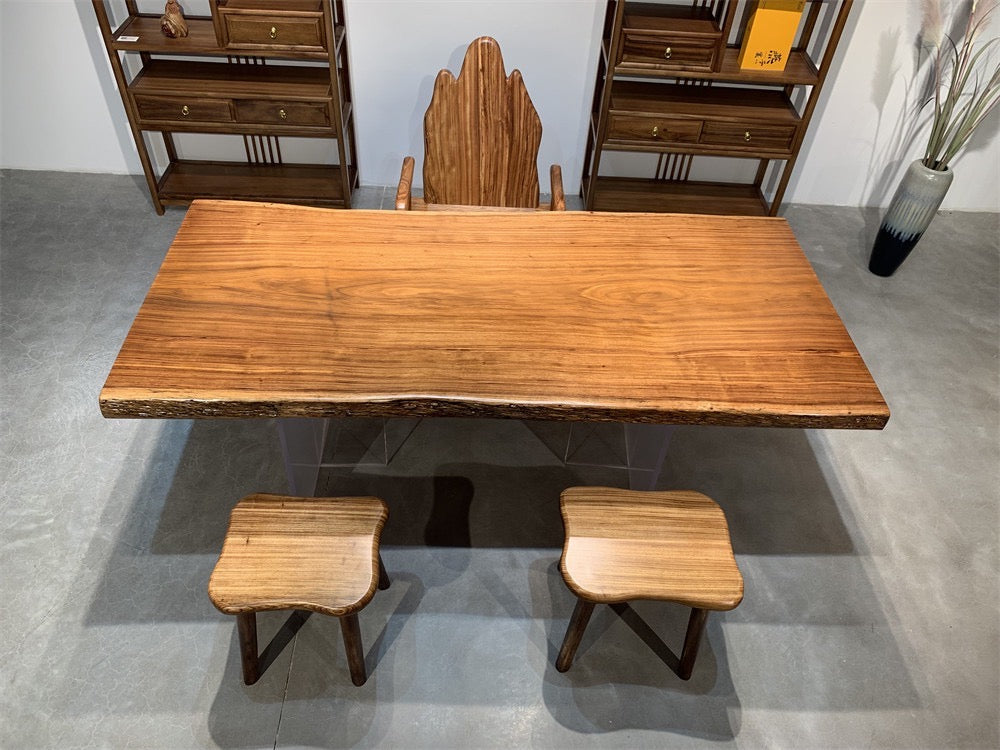 Table du milieu du siècle, table à manger en bois d’Afrique de l’Ouest, table de cuisine en bois