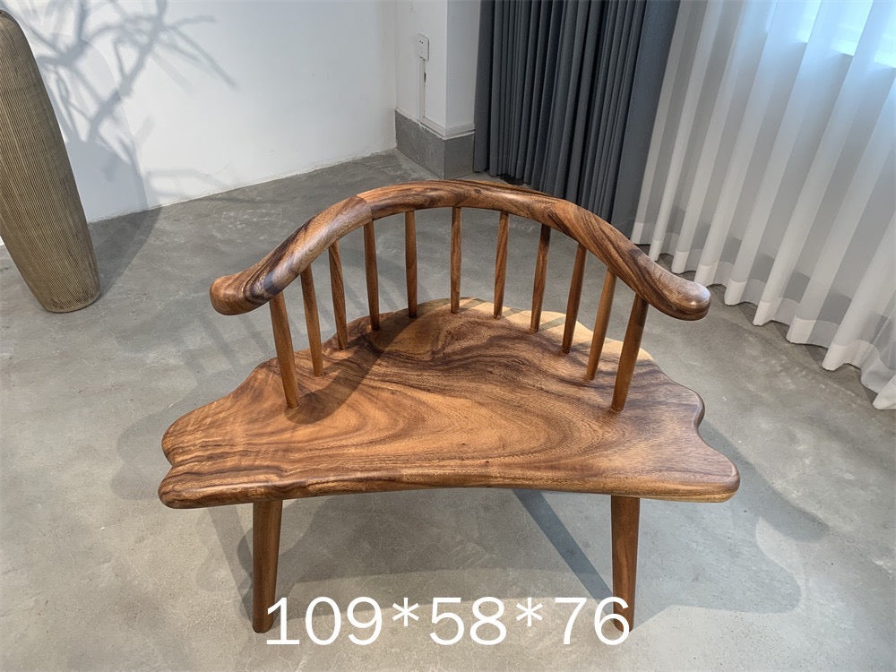 Panchina singola, panca in legno per esterni, sedia a sdraio in legno di noce, sedia