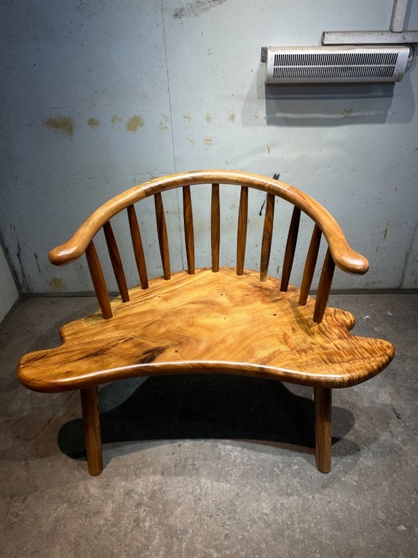 single Park bench, Outdoor Wood Bench chair, walnut wood beach chair, chair
