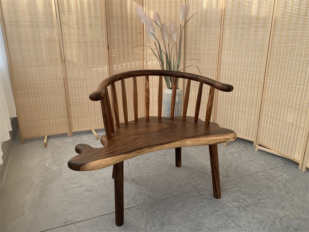 Outdoor Wood Bench stol, solstol i valnötsträ, Modern flower Chair