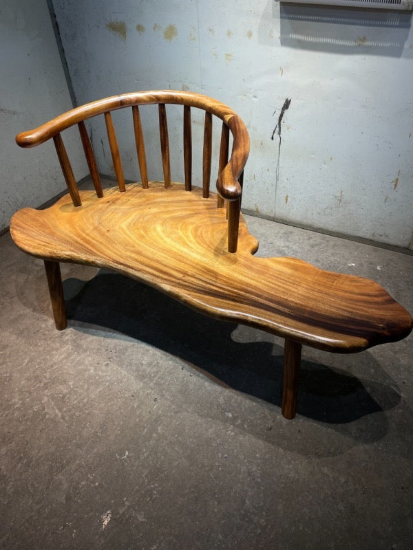 Outdoor Wood Bench chair, walnut wood beach chair, Modern flower Chair