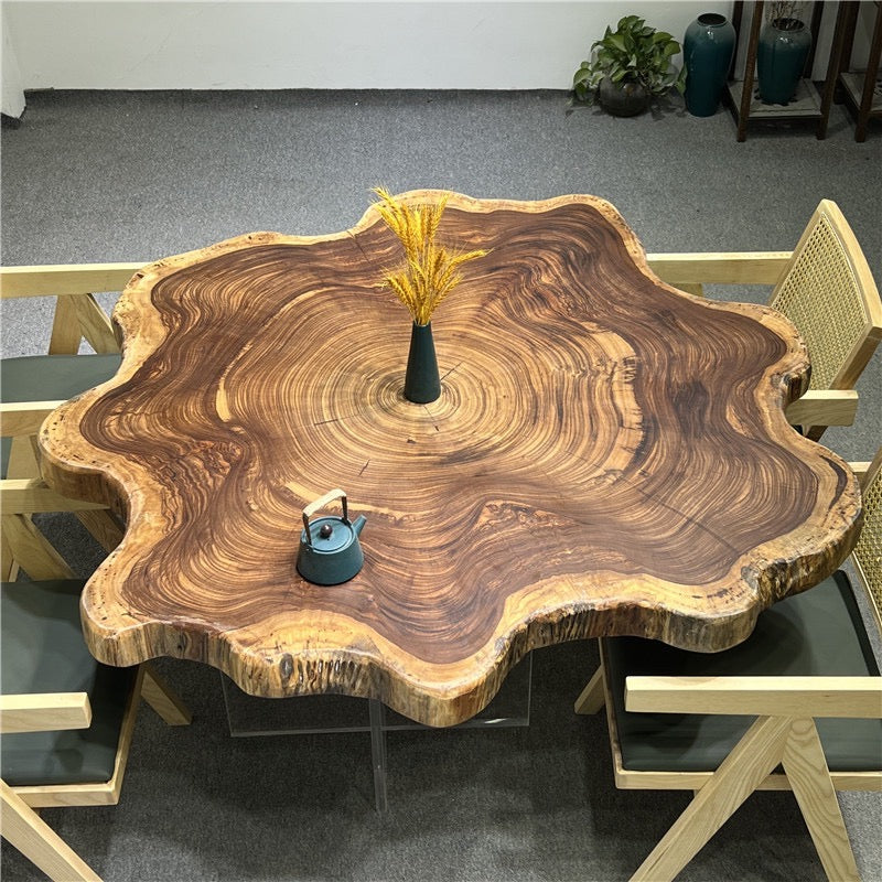 large live edge round table, live edge round table top,  midcentury coffee table