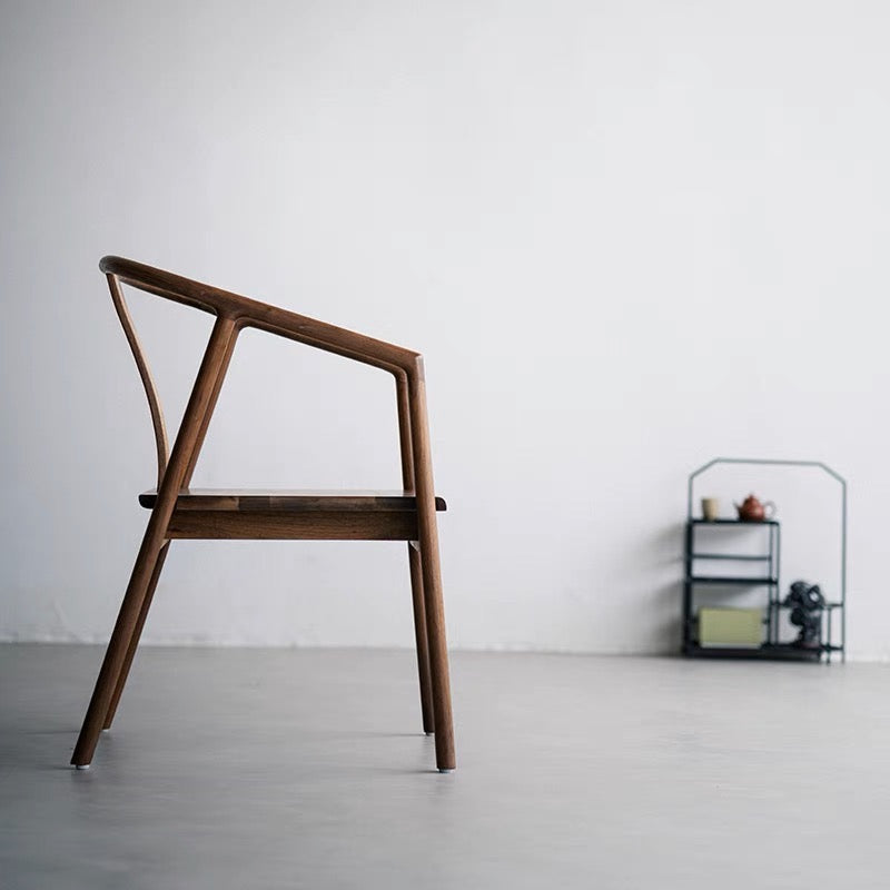 silla de madera negra, silla hecha a mano, silla hecha a mano de mediados de siglo, sillas de nogal de estilo simple