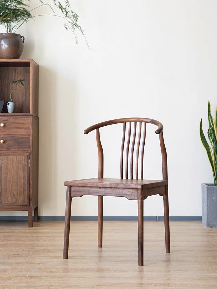 Silla moderna de nogal negro de mediados de siglo, silla de comedor de madera, silla de comedor, silla de escritorio, no silla de nogal
