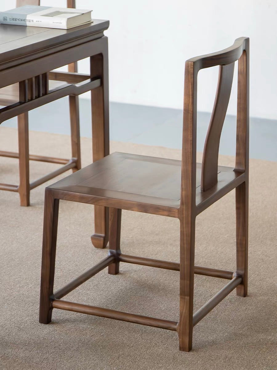 Cadeira minimalista de nogueira preta, Cadeira de nogueira moderna de meados do século, Cadeira de jantar, Cadeira de jantar