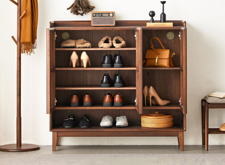 25 pair shoe storage cabinet solid walnut, shoe cabinets, dark walnut shoe  cabinet