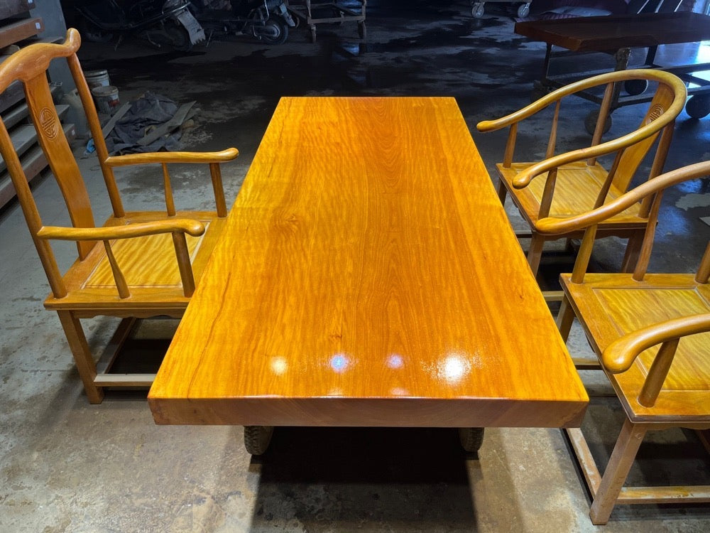 Træplade, Live Edge Chiviri-bord, Custom Dining Natural Wooden Desk
