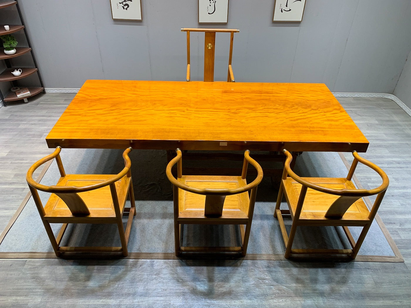 Mesa de laje japonesa e Jarrah, mesa de cozinha de laje de madeira
