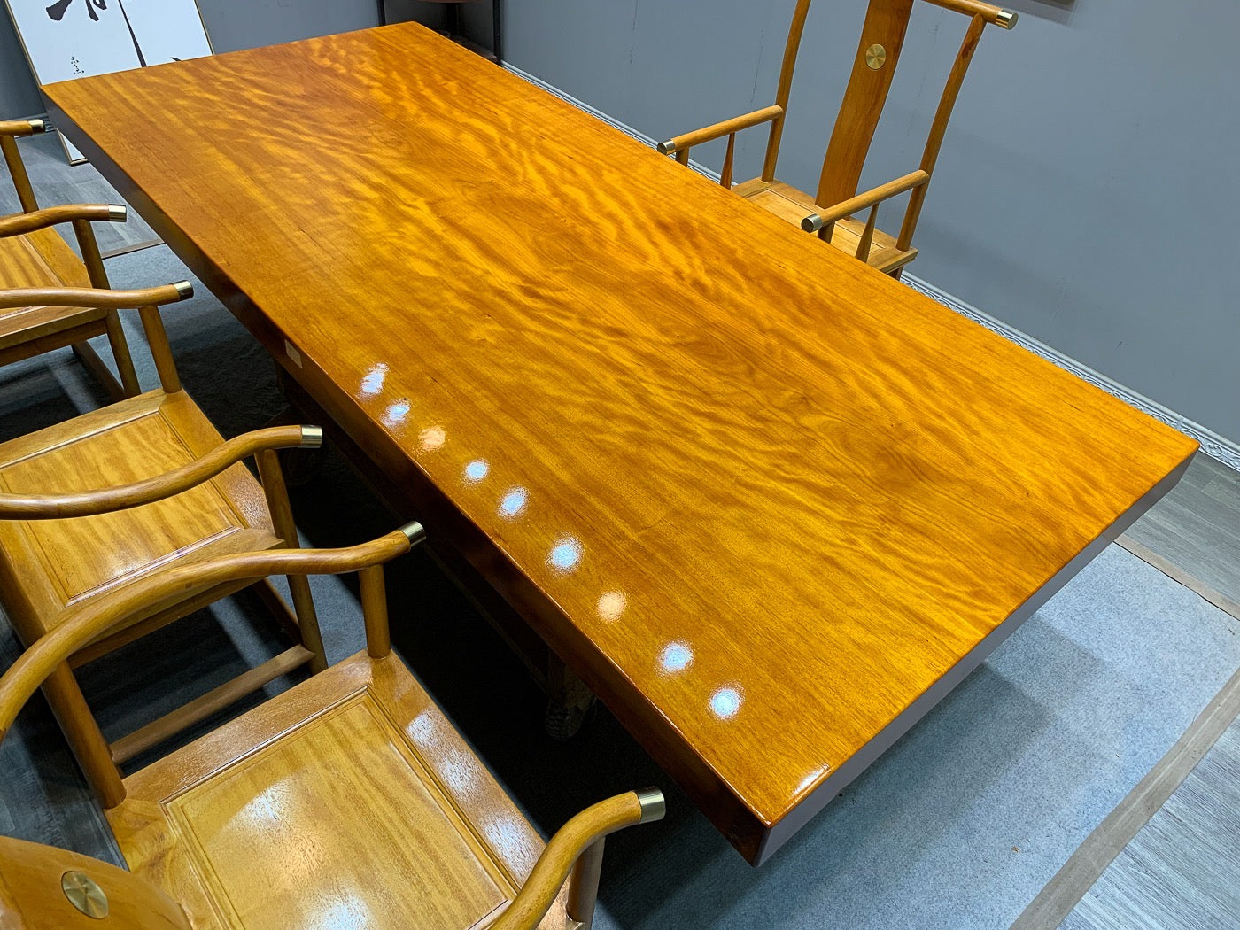 ジャパニーズ＆ジャラの一枚板テーブル、木製一枚板キッチンテーブル