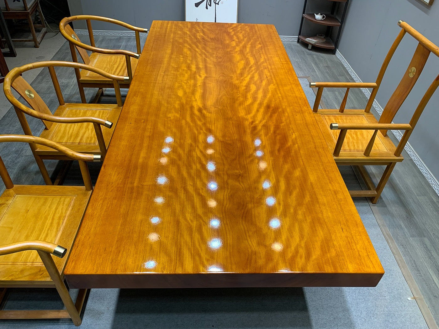 ジャパニーズ＆ジャラの一枚板テーブル、木製一枚板キッチンテーブル