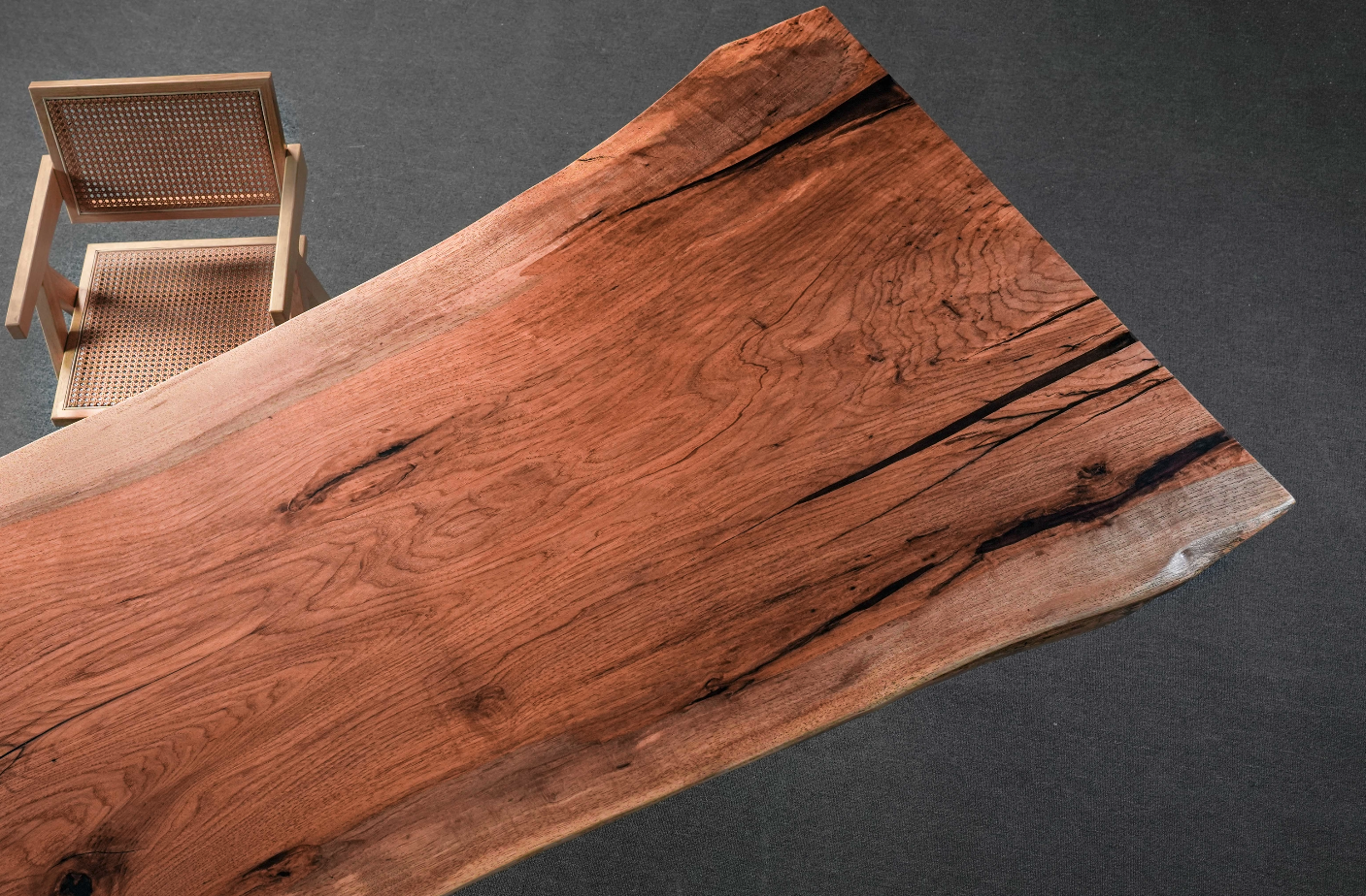 Mesa de cerezo de madera maciza, losa de cerezo Live Edge, mesa de roble Live Edge
