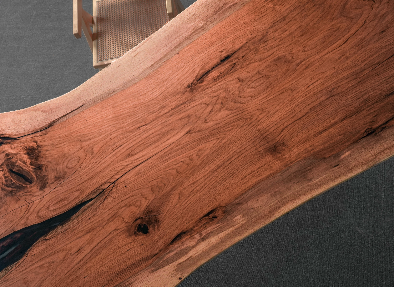 طاولة الكرز المصنوعة من الخشب الصلب، وطاولة الكرز Live Edge، وطاولة Live Edge Oak