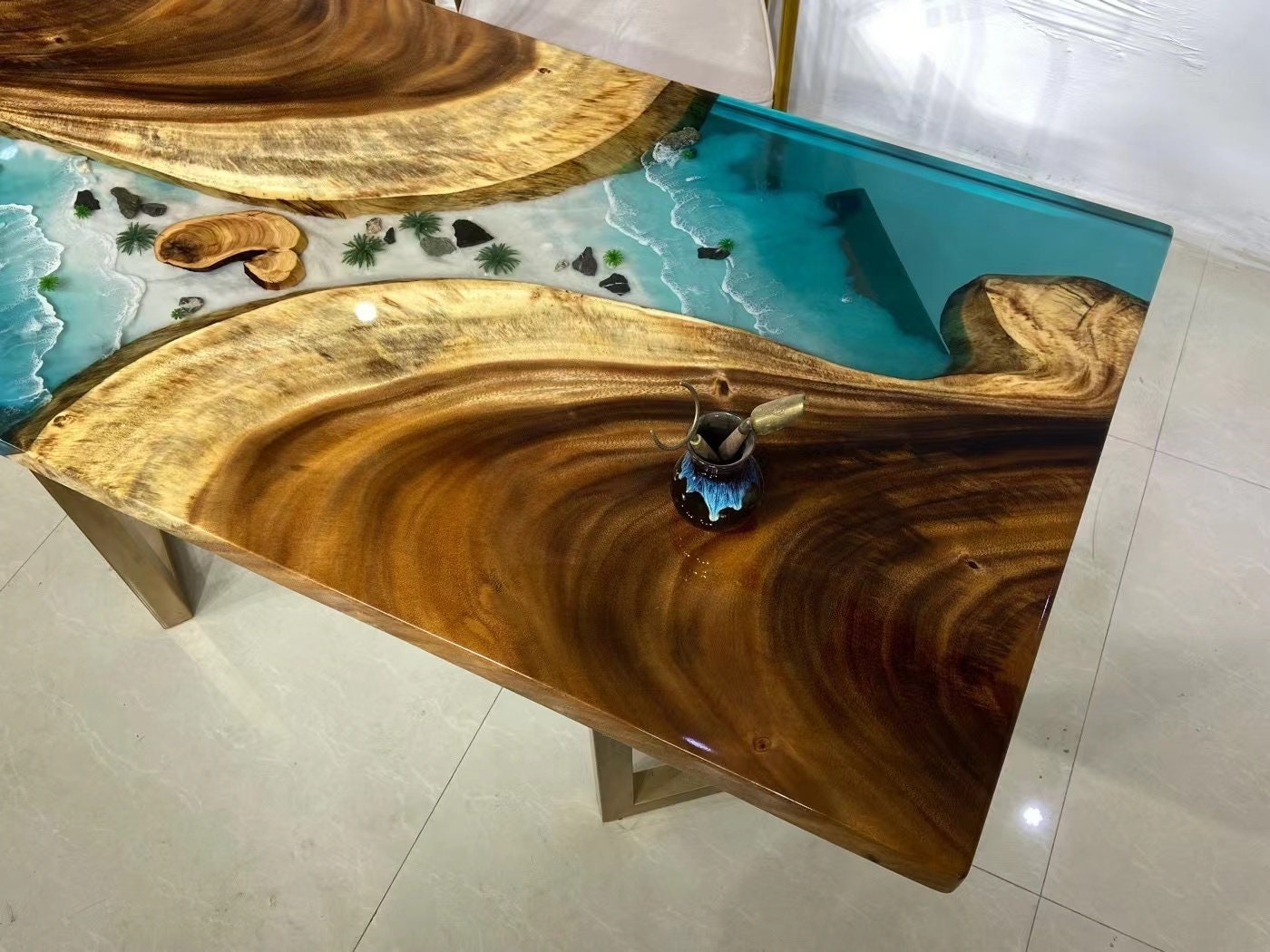 طاولة إيبوكسي شفافة | طاولة القهوة الايبوكسي | طاولة القهوة لايف ايدج | جدول النهر المخصص