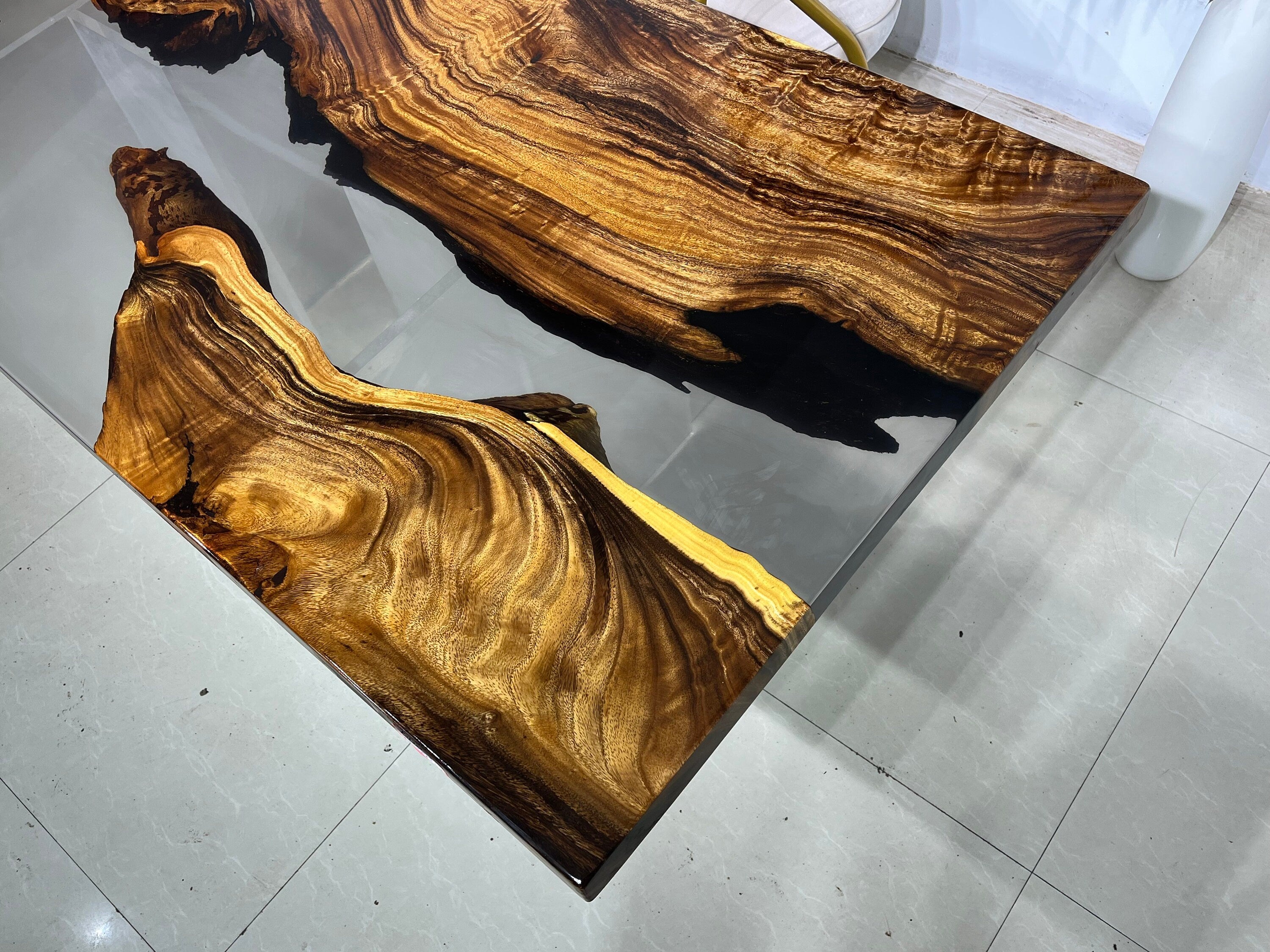 Transparent Epoxy Dining Table - Walnut Resin Table - Special Order Walnut Epoxy Table