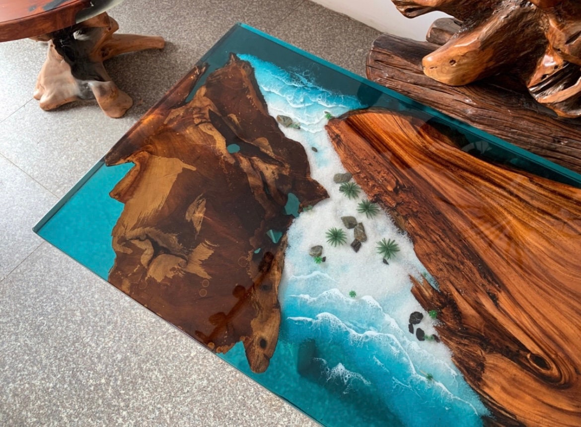 木製ブラックエポキシ樹脂ダイニングテーブルウォールナット家庭用家具装飾オーダーメイド