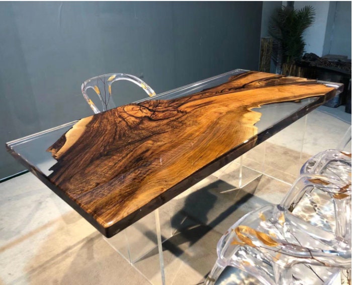 Unique River Epoxy Olive Wood Resin Solid camphor wood Cafeteria Decors Made To Order,not Olive Wood