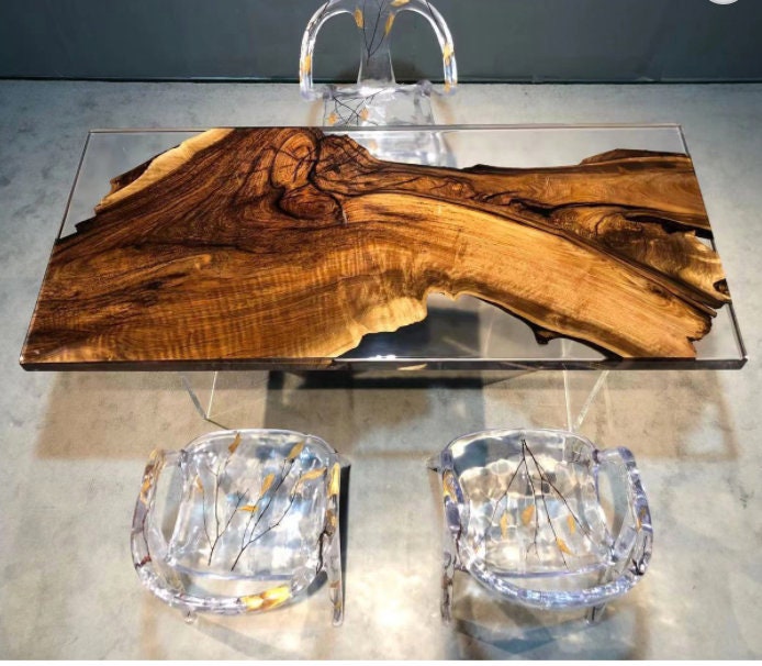 Resina de madera de olivo epoxi de río única, decoraciones de cafetería de madera de alcanfor sólidas hechas a pedido, no madera de olivo