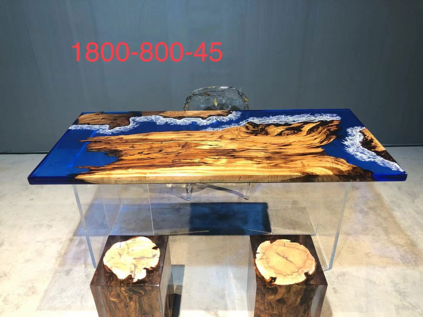 طاولة زيتون، سطح طاولة إيبوكسي مخصص بالكامل لطاولة نهر راتينج سميك داخلي وخارجي